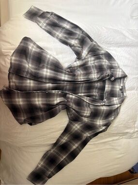 Dynamite Black & White Plaid Button-Up Jacket